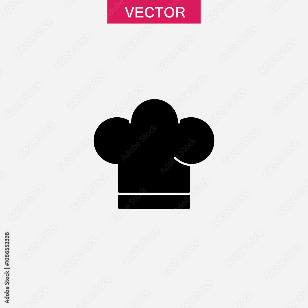 Chef hat vector flat black simple trendy style illustration for web and app..eps