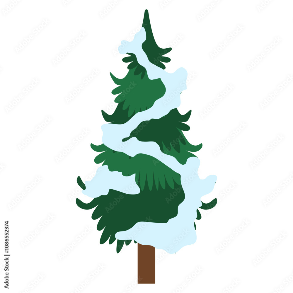 Christmas Tree With Snow Cap Illustration Christmas Tree With Snow Cap Illustration