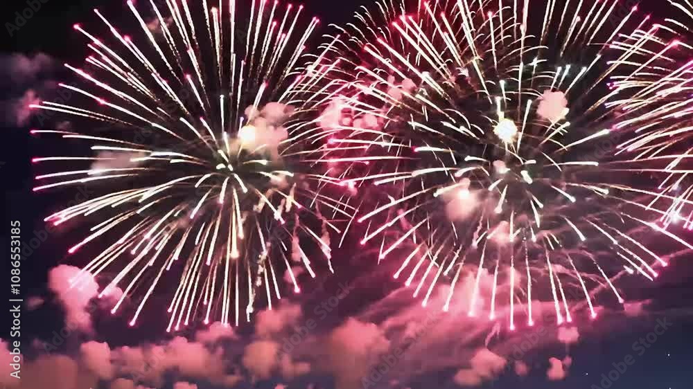 New Year’s Eve Independence Day any event requires dramatic visual festival colourful celebrate celebration holiday background festive party glowing real burst pyrotechnic explosion anniversary