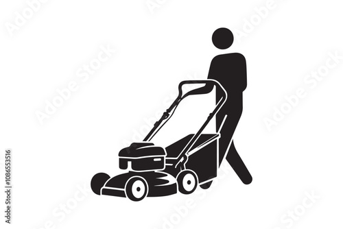 Lawnmower cut machine vector silhouette isolated in white background