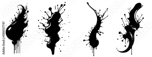 A set of black blots on a white background
