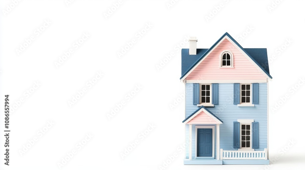 A Victorianstyle dollhouse toy, detailed architecture, soft pastel colors, isolated on white background A Victorianstyle dollhouse toy, detailed architecture, soft pastel colors, isolated on white background