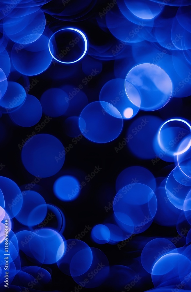 Abstract Blue Circular Light Bokeh Background
