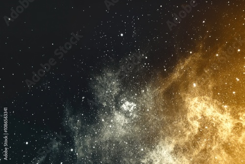 Minimalistic view of a clear night sky with twinkling stars and cosmic nebula