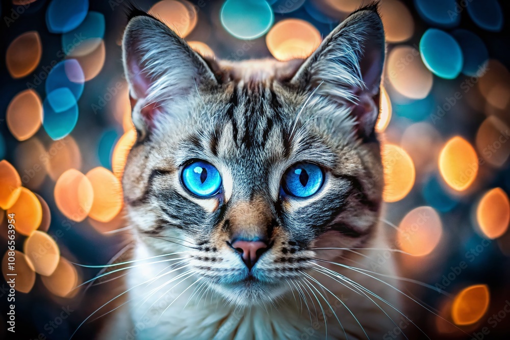 A mesmerizing close-up of a cat's striking blue eyes, showcasing the exquisite beauty of feline features in A mesmerizing close-up of a cat's striking blue eyes, showcasing the exquisite beauty of feline features in