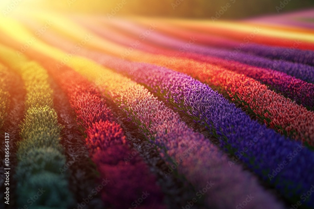 Fototapeta premium A colorful flower field with a tilt-shift effect