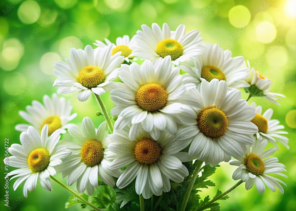 Fototapeta premium Beautiful Green Daisy Bouquet - Fresh Floral Still Life Photography