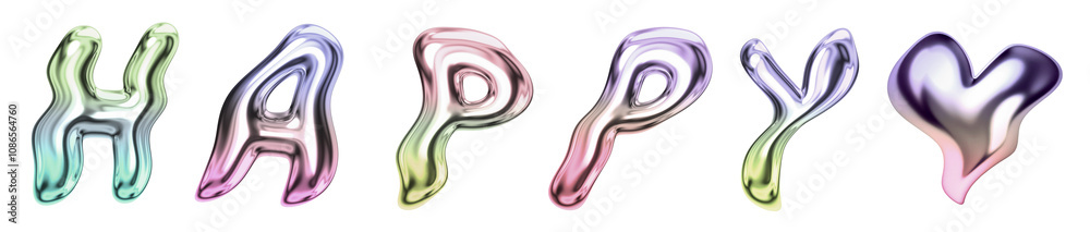 3D holographic design png cut out element set 3D holographic design png cut out element set