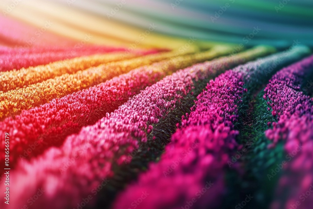 Fototapeta premium A colorful flower field with a tilt-shift effect