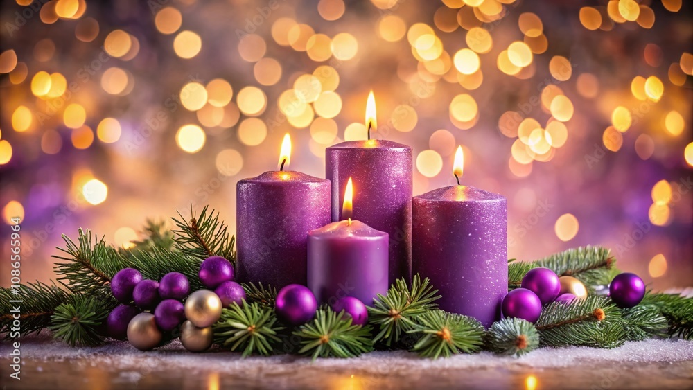 Creative Christmas & New Year Ads - Purple Candles & Bokeh Lights Creative Christmas & New Year Ads - Purple Candles & Bokeh Lights