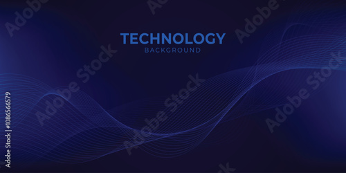 abstract dark blue wave lines particles mesh in futuristic technology background