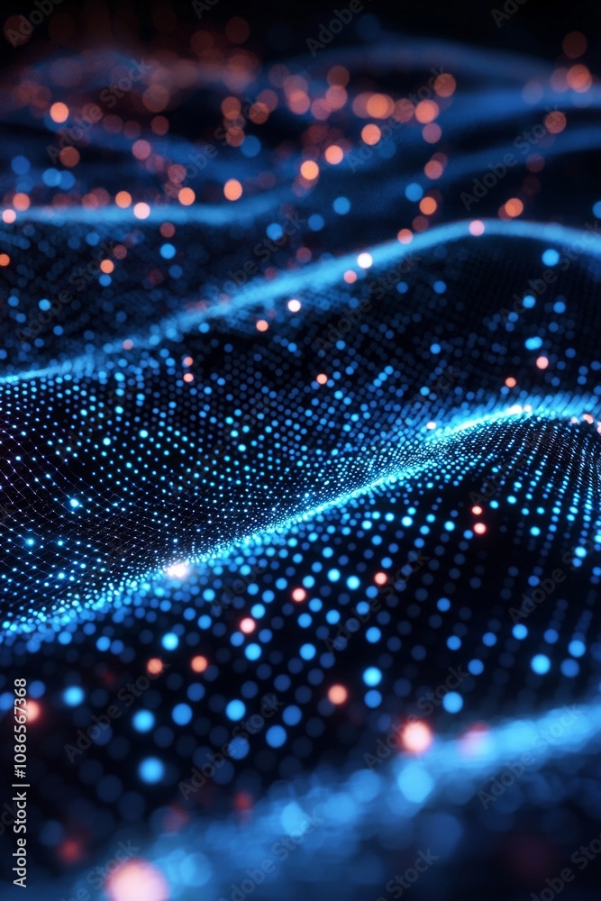 Abstract glowing grid with wave pattern against a dark background, ready for data and tech-themed designs. Abstract glowing grid with wave pattern against a dark background, ready for data and tech-themed designs.