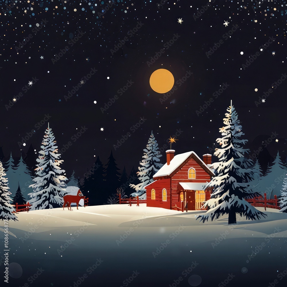 Fototapeta premium Christmas tree in front of a house