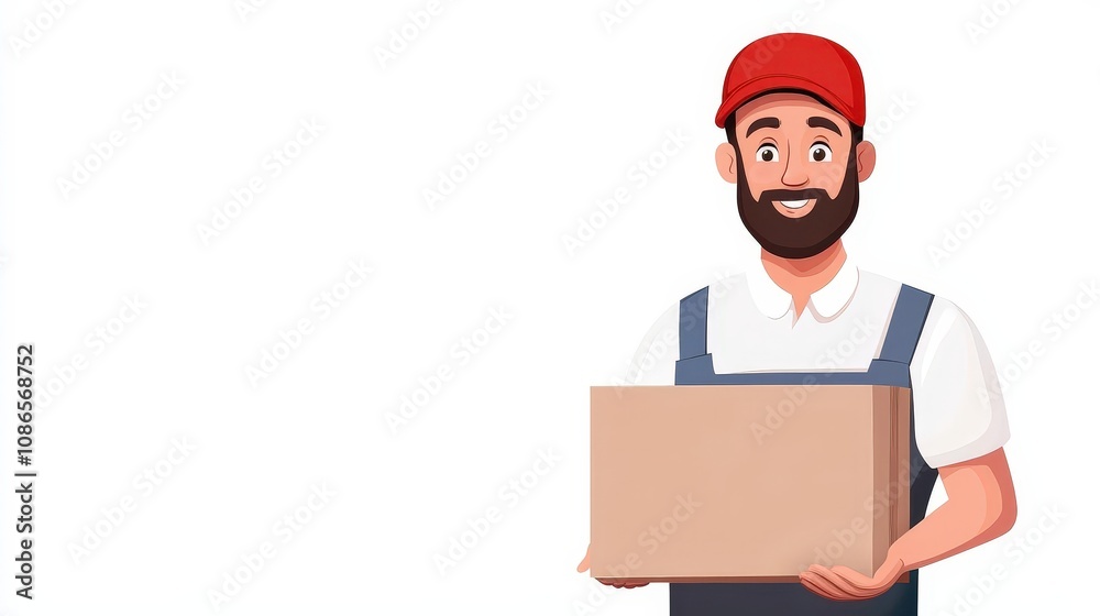 Delivery worker with package, cubisminspired design, isolated on white background Delivery worker with package, cubisminspired design, isolated on white background