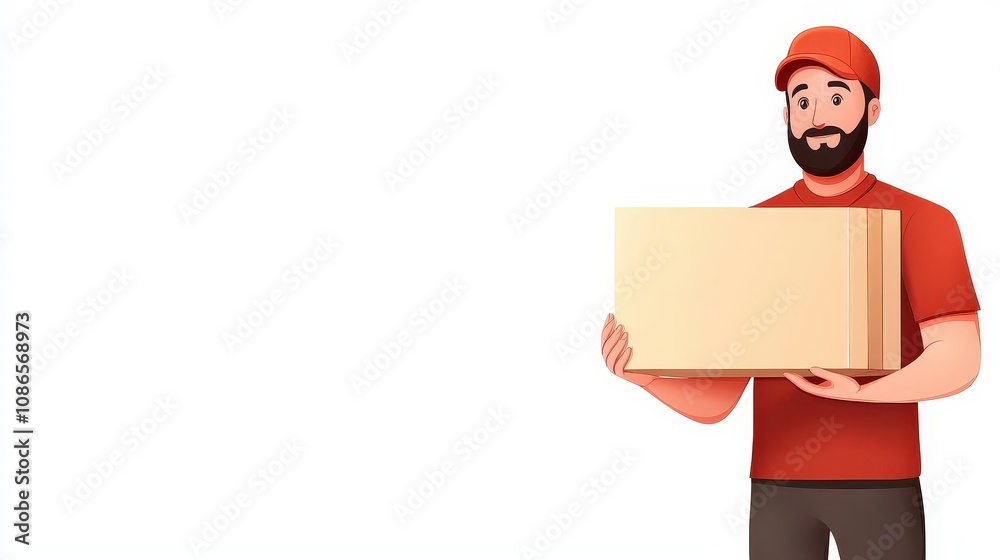 Deliveryman giving a package, colorful handdrawn art, isolated on white background Deliveryman giving a package, colorful handdrawn art, isolated on white background