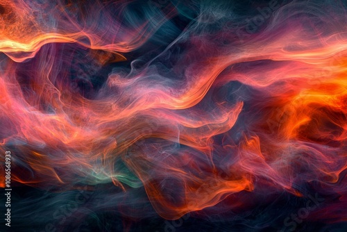 Swirling, colorful smoke patterns against a dark background, providing a mysterious and artistic texture for digital overlays. 