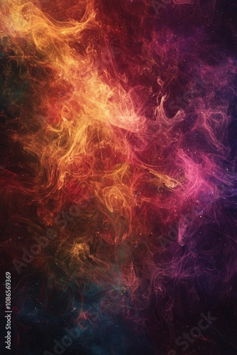 Swirling, colorful smoke patterns against a dark background, providing a mysterious and artistic texture for digital overlays. 