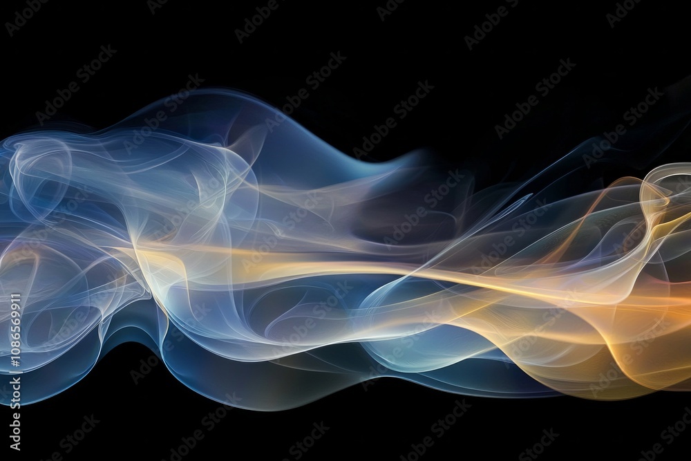 Fototapeta premium Swirling, colorful smoke patterns against a dark background, providing a mysterious and artistic texture for digital overlays. 