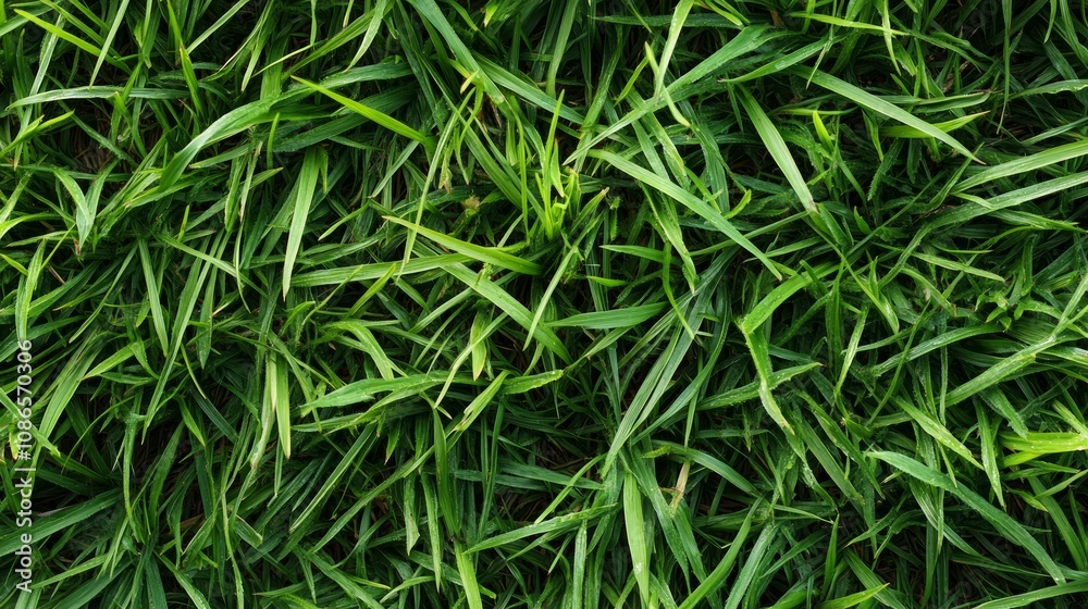 A close-up shot of lush, green grass blades, perfect for a natural background or texture. A close-up shot of lush, green grass blades, perfect for a natural background or texture.