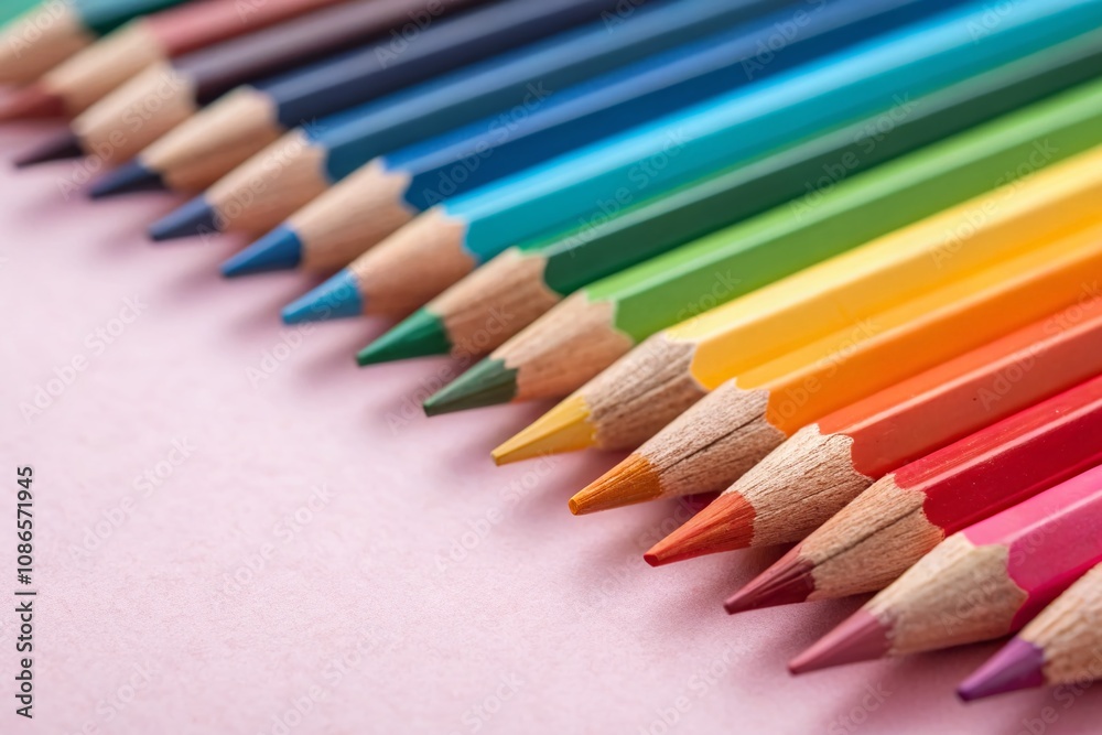 Vibrant pencils dance across a soft pastel canvas, perfect for school and creativity. Vibrant pencils dance across a soft pastel canvas, perfect for school and creativity.