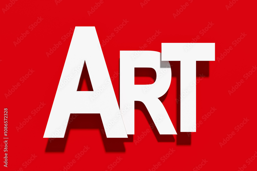 White 3d art word on red background White 3d art word on red background