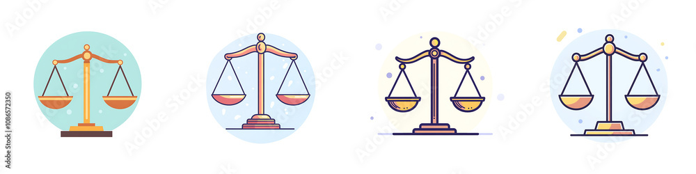 Set of scales of justice icon, symbolizing fairness, isolated on a transparent background. Set of scales of justice icon, symbolizing fairness, isolated on a transparent background.