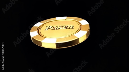 Golden poker chip falling, flying, footage for casino
