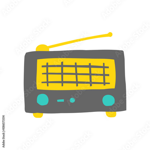 Radio receiver icon. Vector flat hand drawn illustration in cartoon style