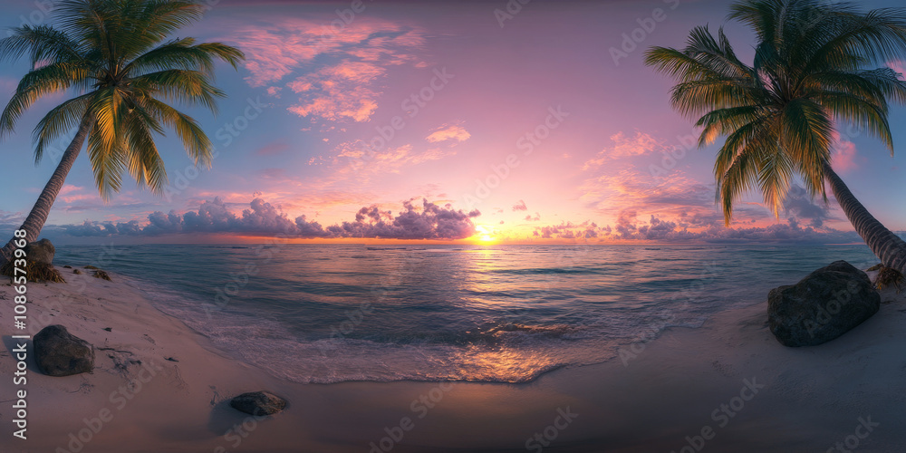 Fototapeta premium HDRI of a tropical beach scene at sunrise