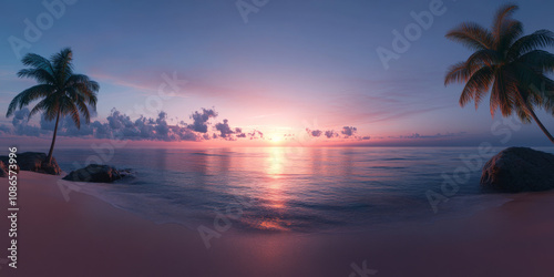 HDRI of a tropical beach scene at sunrise