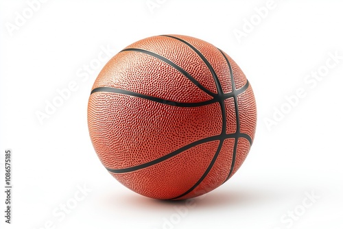 Basketball isolated on a white background as a sports and fitness symbol of a team leisure activity playing with a leather ball dribbling and passing in competition tournaments.