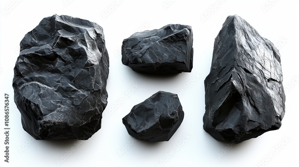 Fototapeta premium Coal on Isolated White Background