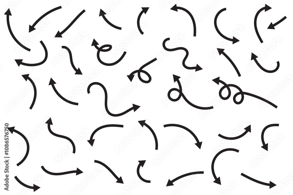 Hand drawn doodle arrows. Set of simple vector arrows. Hand drawn doodle arrows. Set of simple vector arrows.