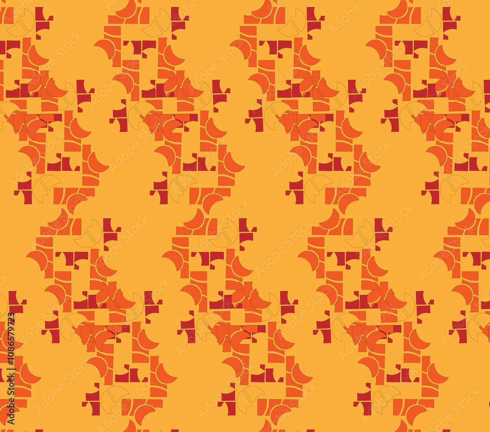 Abstract geometric pattern with orange and red shapes, reminiscent of an optical illusion. Abstract geometric pattern with orange and red shapes, reminiscent of an optical illusion.