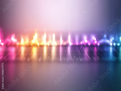 Abstract glowing lights on a modern surface, creating a colorful atmosphere.