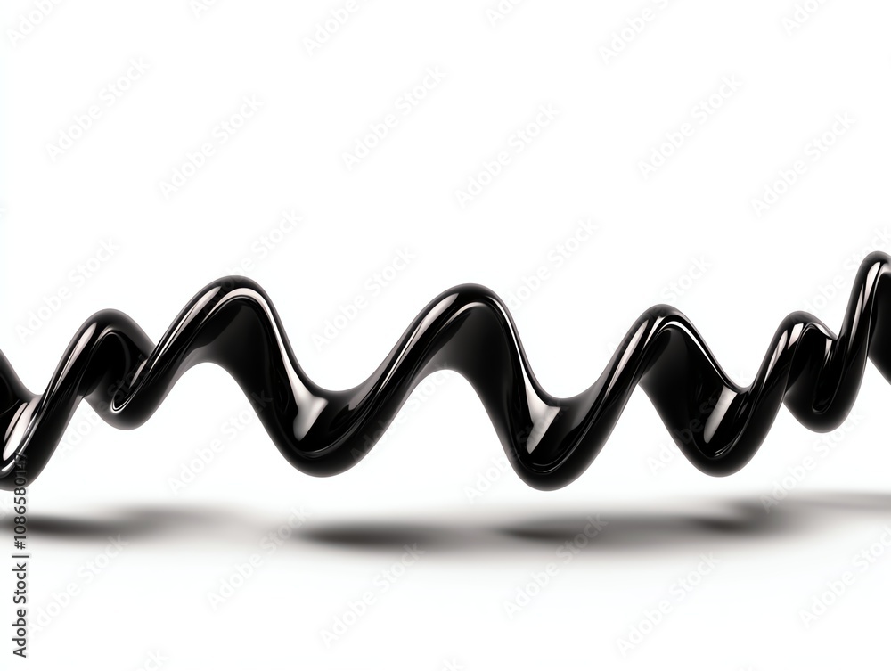 Black spiral wire with smooth curves on a white isolated background. Black spiral wire with smooth curves on a white isolated background.