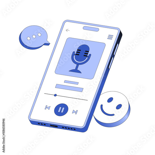 Listening to a podcast in a mobile app