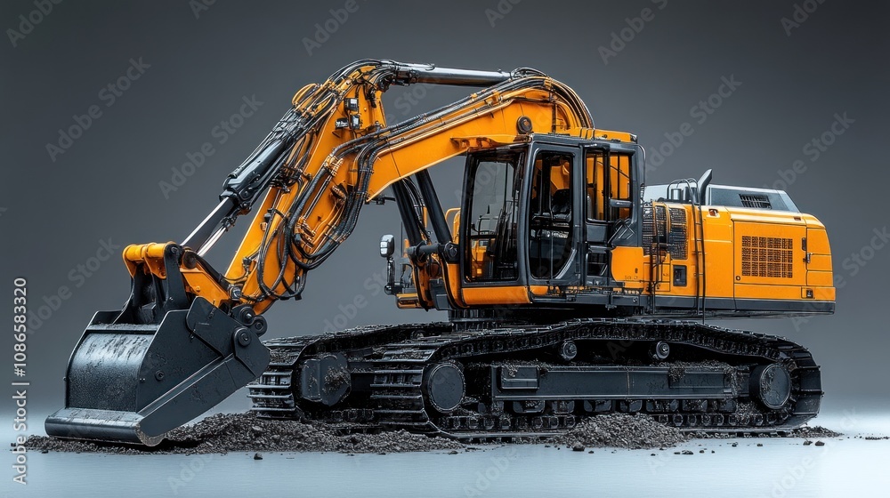Heavy-duty excavator on a construction site, ready for digging. Heavy-duty excavator on a construction site, ready for digging.