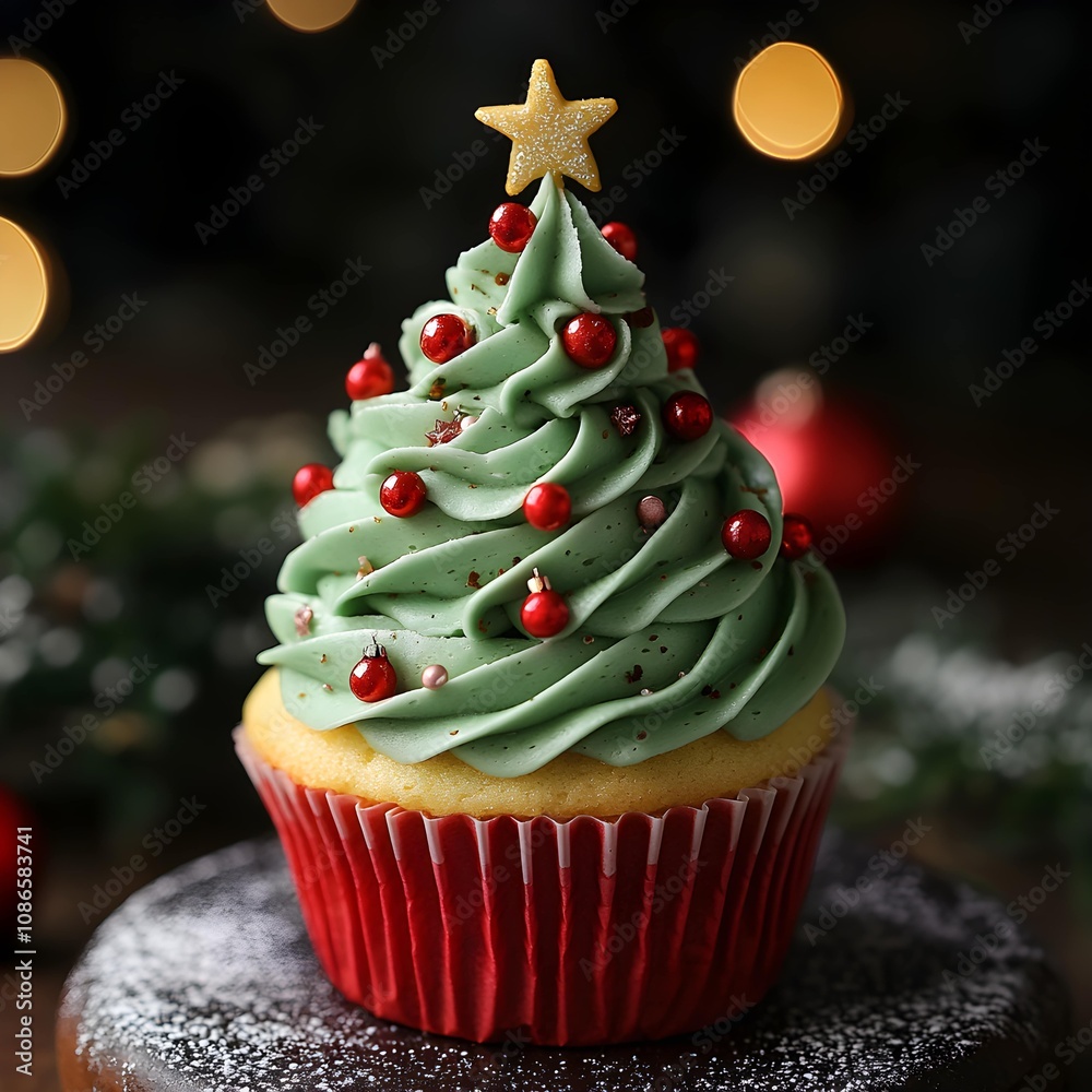 New Year’s cupcake decorate Christmas theme and Christmas tree New Year’s cupcake decorate Christmas theme and Christmas tree