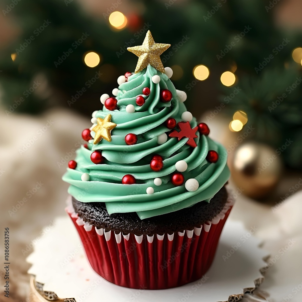 New Year’s cupcake decorate Christmas theme and Christmas tree New Year’s cupcake decorate Christmas theme and Christmas tree