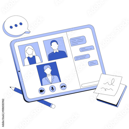 Online meeting on a tablet