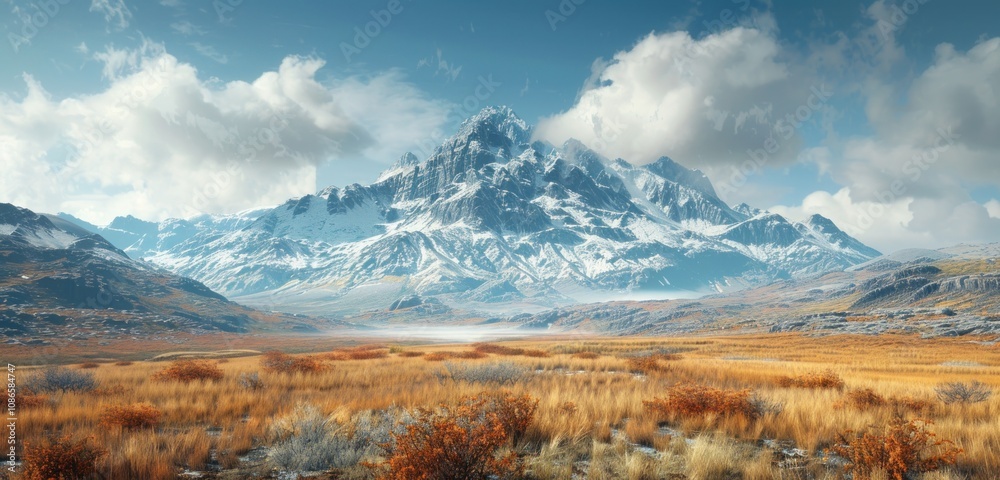 Majestic Mountain Peak in Autumnal Landscape Majestic Mountain Peak in Autumnal Landscape