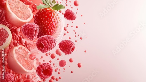 Artistic representation of fat cells shrinking with the intake of detox juices and foods, shrinking fat cells, detox and diet concept