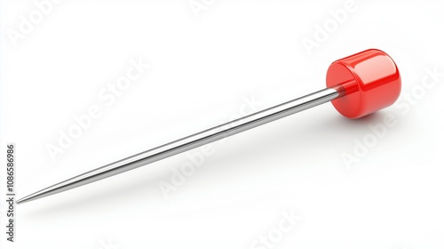 close up of a pushpin on white background with clipping path