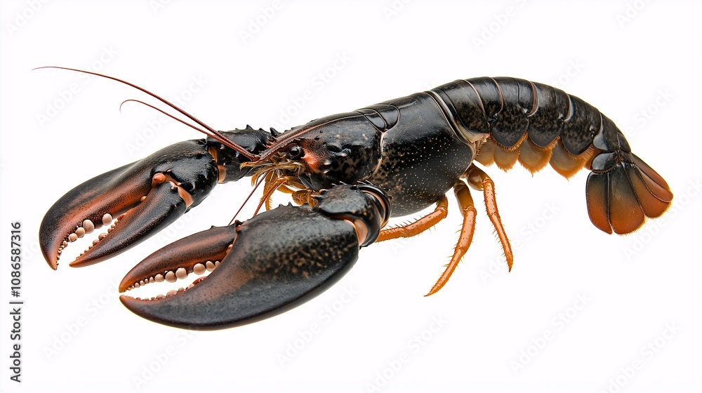 A Dynamic Scene Featuring a Lobster Walking with Grace, Showcasing Its Distinctive Claws and Unique Anatomy in a Vibrant Aquatic Environment