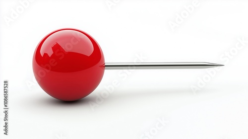 close up of a pushpin on white background with clipping path