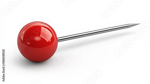 close up of a pushpin on white background with clipping path