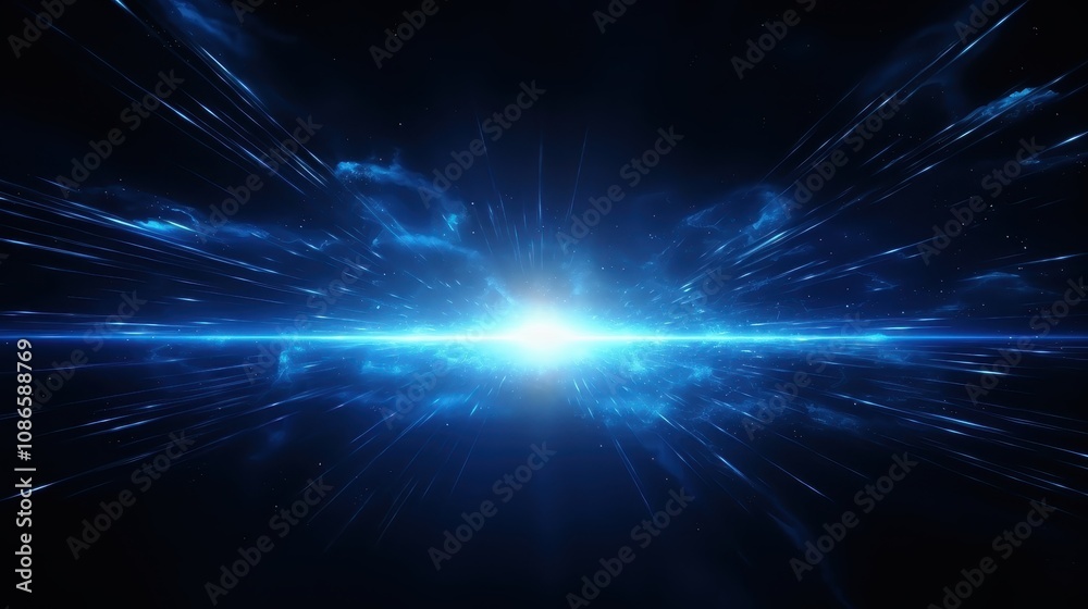 Abstract Blue Light Rays Burst Space Scene Abstract Blue Light Rays Burst Space Scene
