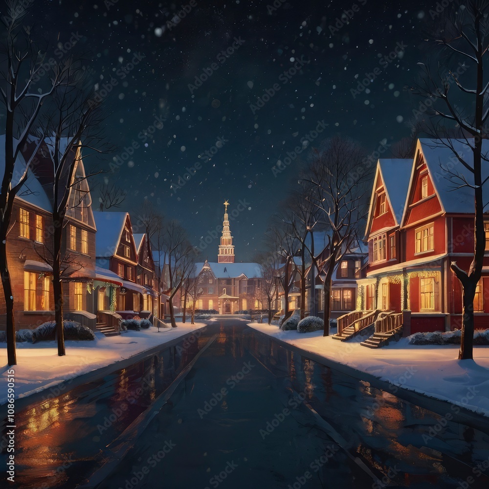 Obraz premium Christmas tree in front of a house