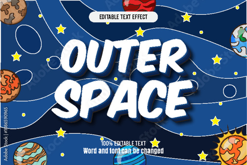 Outer Space editable text effect 3d emboss cartoon